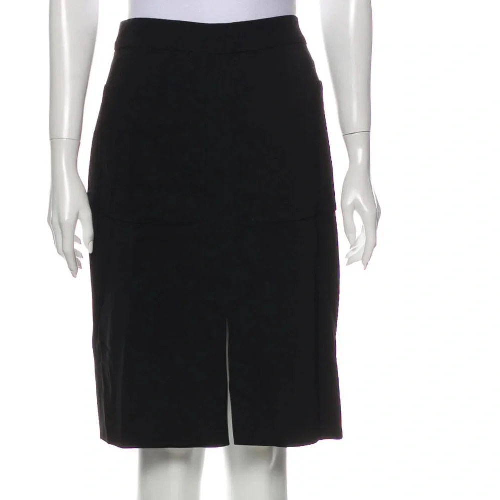 L'Agence slit front straight pencil Skirt Black Patch Pockets